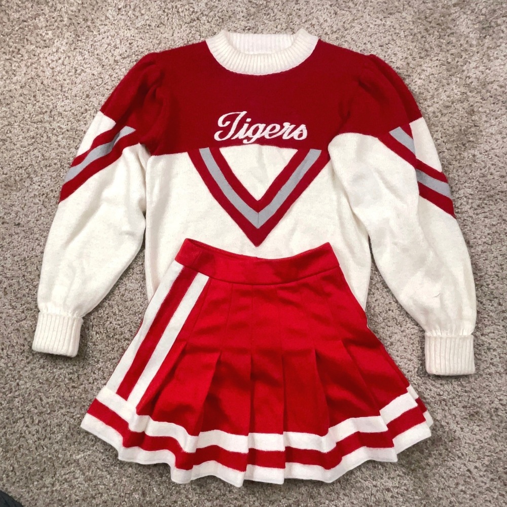 Vtg Cheerleader Skirt Set 2 Piece Girls 23 Tigers Cheer Uniform Spirit Leaders